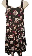 Torrid Colorful Skull & Flowers Dress Size 12 Fit And Flare Halloween Gothic Fun