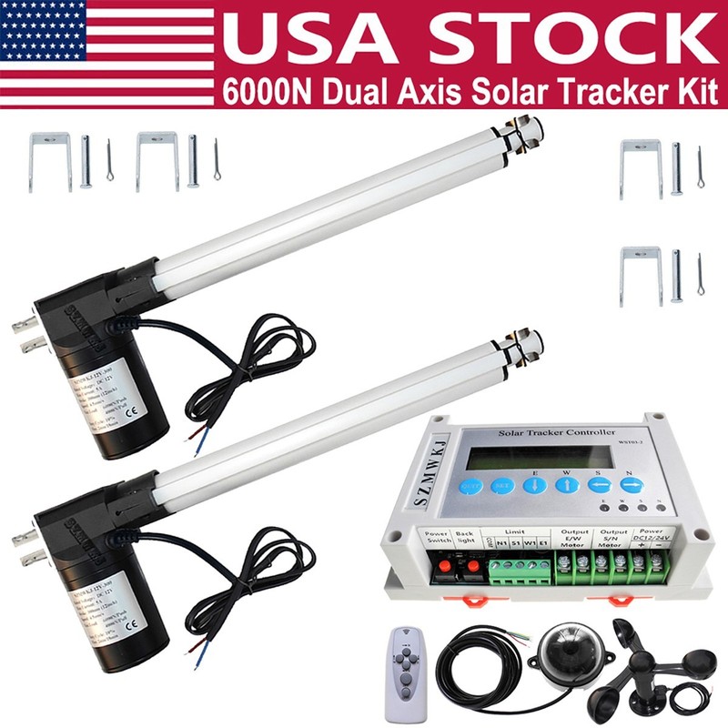 12" Linear Actuators &Wind Sensor for 6000N Dual Axis Solar Tracking Tracker Kit