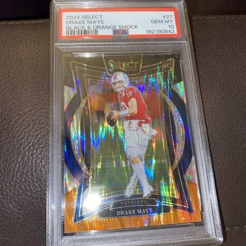 2024 Panini Select - Concourse Drake Maye #27 Black & Orange Shock Prizm (RC)