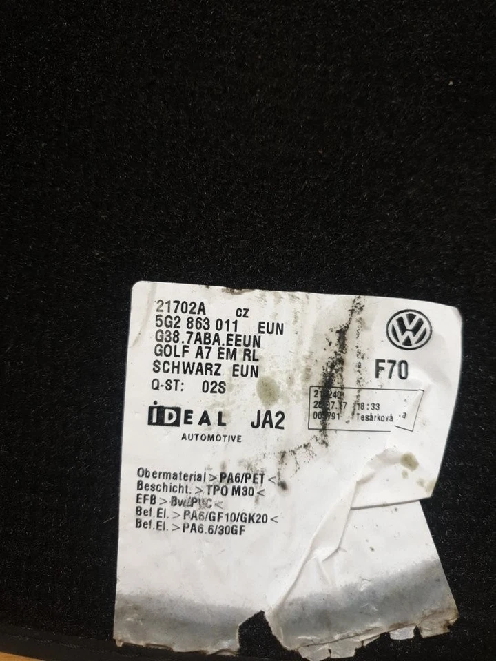 Alfombrillas Volkswagen Golf MK7 2013-2016 5G2863011 Foto 2 de 4