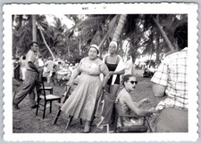 Vtg B W Snapshot People Beach Party Palm Trees Swimwear Fashion May 1961
