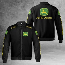 John Deere Black Lightweight, Windproof Bomber Jacket