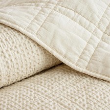 Stone-Washed Waffle Quilt Set King Size 106"x90" - 100 Cotton Cover, 3PC