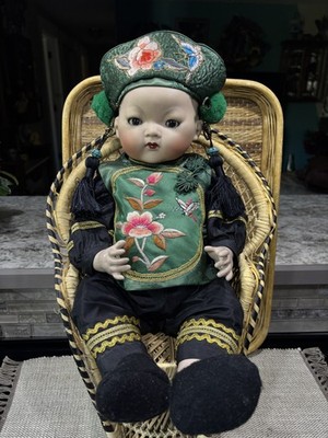 JAPANESE BOY DOLL on Throne Chair, handmade authentic style clothing