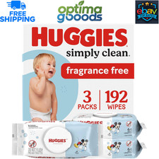 Huggies Simply Clean Baby Wipes Unscented Fragrance Free 192 Count