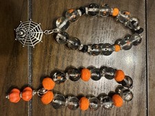 Halloween Beaded Bracelets with Spider Web Charm