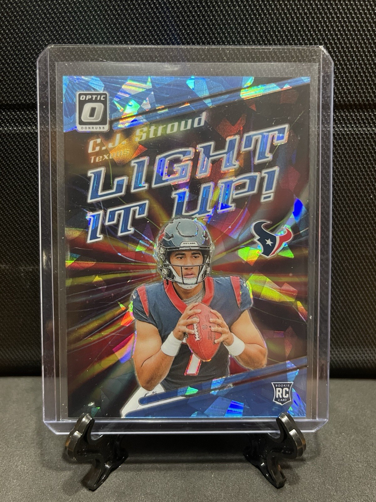 2023 Donruss Optic CJ Stroud Light It Up! Blue Cracked Ice (RC) 13/15 CLEAN🔥