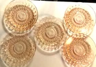 Vintage Saucer Plate Jeanette Glass Button & Bows Holiday Pink 5 1/2" Set of 5