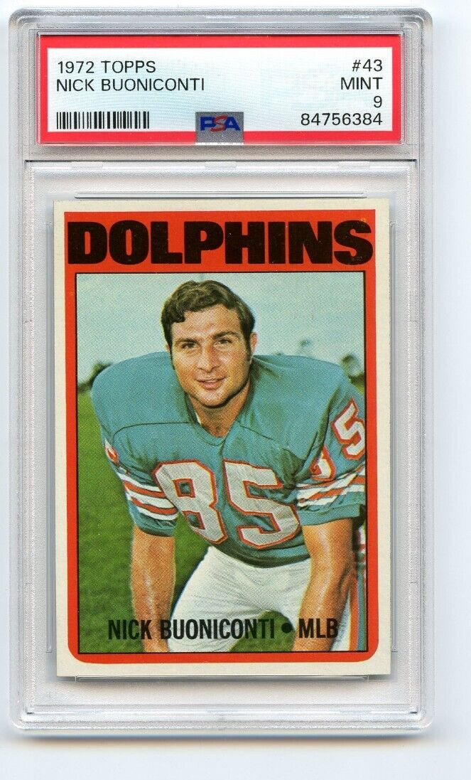 1972 Topps Football Nick Buoniconti #43 Miami Dolphins PSA 9 MINT