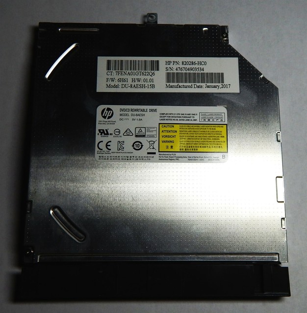 HP DU-8AESH Slim SATA DVD/CD RW Laptop Burner Drive 820286-HC0 w/Black ...