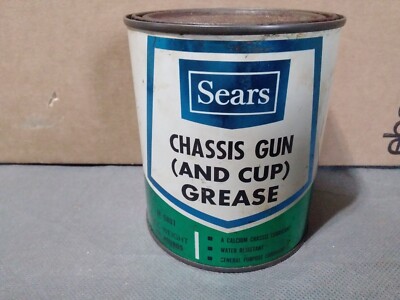 Vintage Sears 1 3/4 Pound Grease Can 1960s With Product