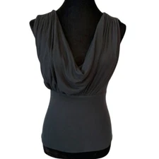 Catherine Malandrino Black Stretch Cowl Neck Top Size Small H4
