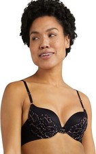 Maidenform Wonderbra Love the Lift Demi Bra Push Up Underwire Black/Rose Gold