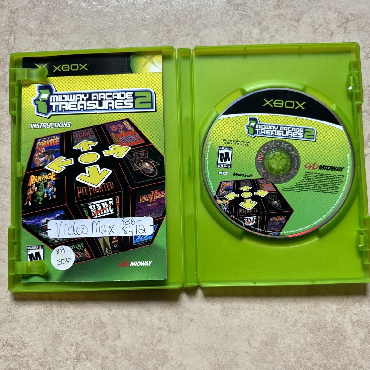 Midway Arcade Treasures (Microsoft Xbox, 2004) Disc Manual