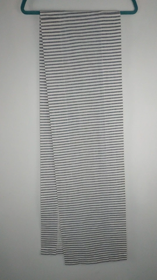 Cortinas Country Marca Gris Blanco Tictac Rayas Cenefa 84"Wx12"L Mezcla Algodón Foto 3 de 4