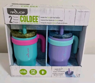 Reduce Coldee Reduce 2 Piece Coldee Spill-Proof Tumblers With Handle & Straw 14 Oz | eBay
