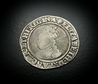 SELTENE VARIANTE ELIZABETH 1. DRAHTLINIE SILBER SCHILLING ERSTAUSGABE ca 1558 - 1603