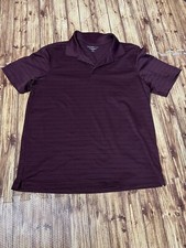 Croft Barrow Performance Men Shirt Medium Burgundy Golf Polo Striped