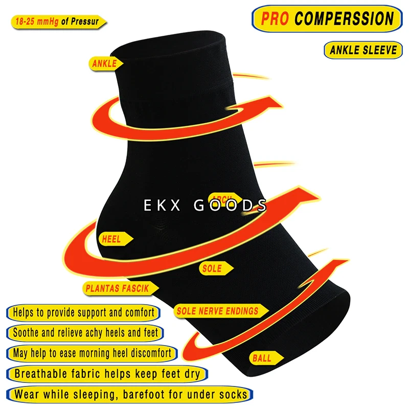 Mejor Fascitis Plantar Soporte Tobillo Manga Pie Dolor Compresión Talón Calcetín S-XL Foto 3 de 4