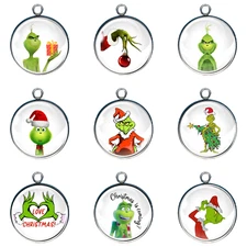 Grinchy Christmas Glass Cabochon Charms