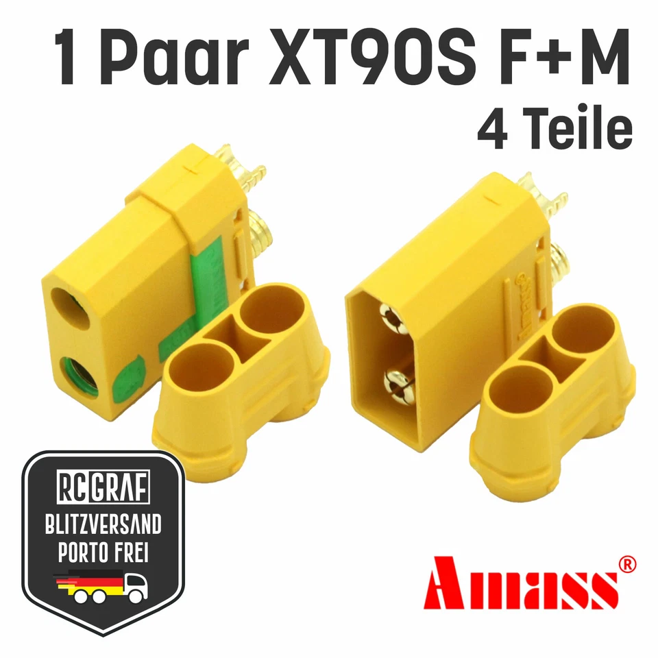 XT90S XT90 Anti Blitz Stecker Buchse Original Amass® Male Female Lipo 1-20 Paare - Bild 2 von 4