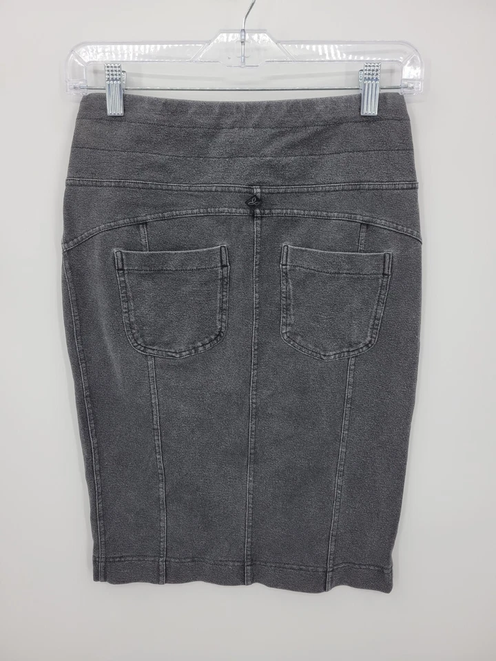 Saia Prana Feminina XS Cinza Denim Lápis Elástico Reto Casual Boho - Imagem 2 de 4