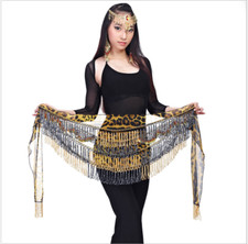 NEW Tie-dyed Hip Scarf Leopard Pattern with tassels Belly Dance Costumes 10017
