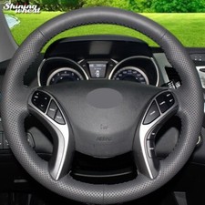 Black Leather Car Steering Wheel Cover for Hyundai Elantra 2011-2014 Avante I30