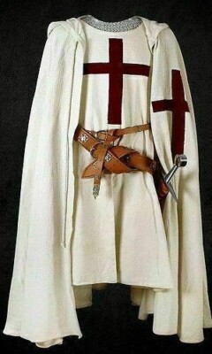 MITTELALTER ROTER TEMPEL Tunika Surcoat & Umhang Kreuzritter ärmellos Renaiss...