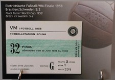 Fußball WM 1958 Postkarte Final Ticket History Memory Brasilien Schweden FP370