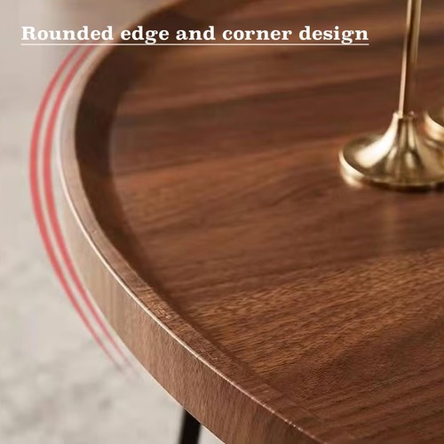 XCJump 80cm Round Coffee Table – Modern MDF End Table with Steel Frame, Brown - Picture 4 of 6