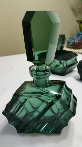 ANTIQUE ART DECO CRYSTAL DRESSER SET GERMANY 1920'S S & M LANDESKRONEN KRISTALL - 第 12/12 張圖片