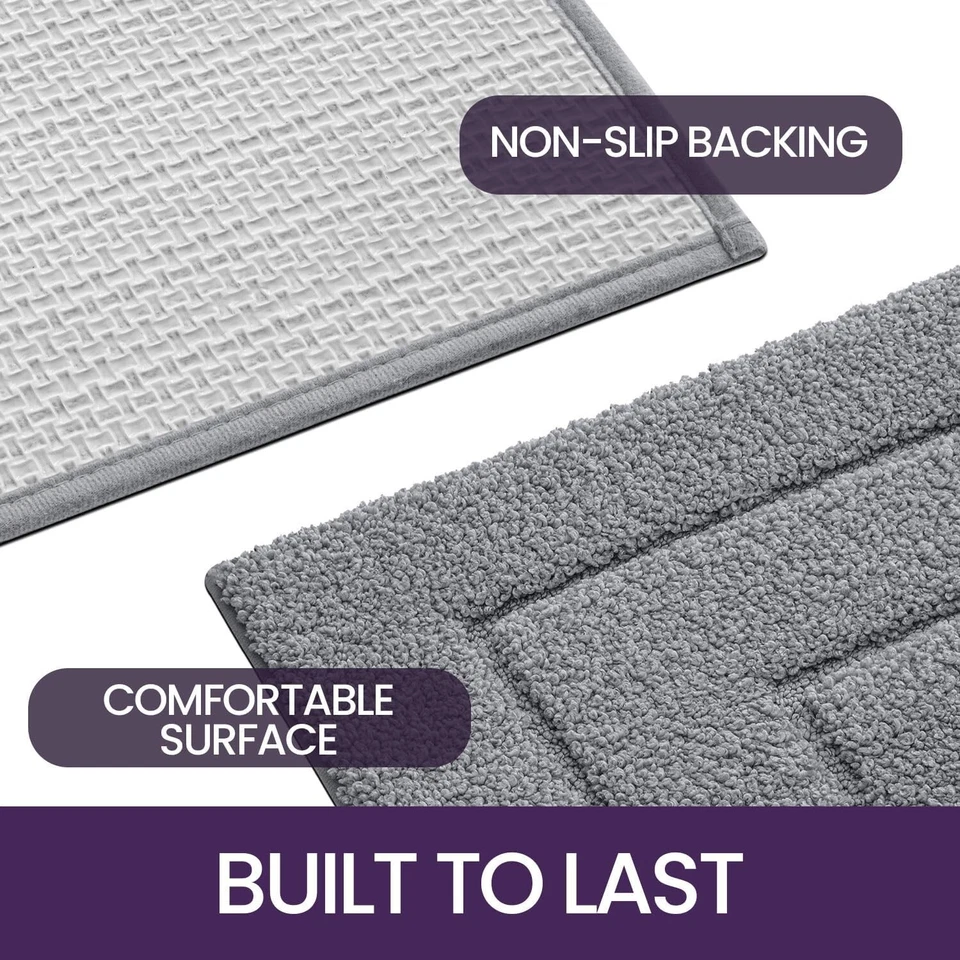 Badezimmer Teppich Badematte Badvorleger Saugfähig Rutschfest Grau 60x110 B1130 - Bild 4 von 4
