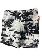 Speedo Swim Trunks Board Shorts Mens Built-In-Brief 3 POCKETS BLACK/WHT,XL NWT