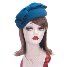 Tropfenförmige Damen 40er Jahre Wolle Filz Fascinator Hut Schleife  Barett A625