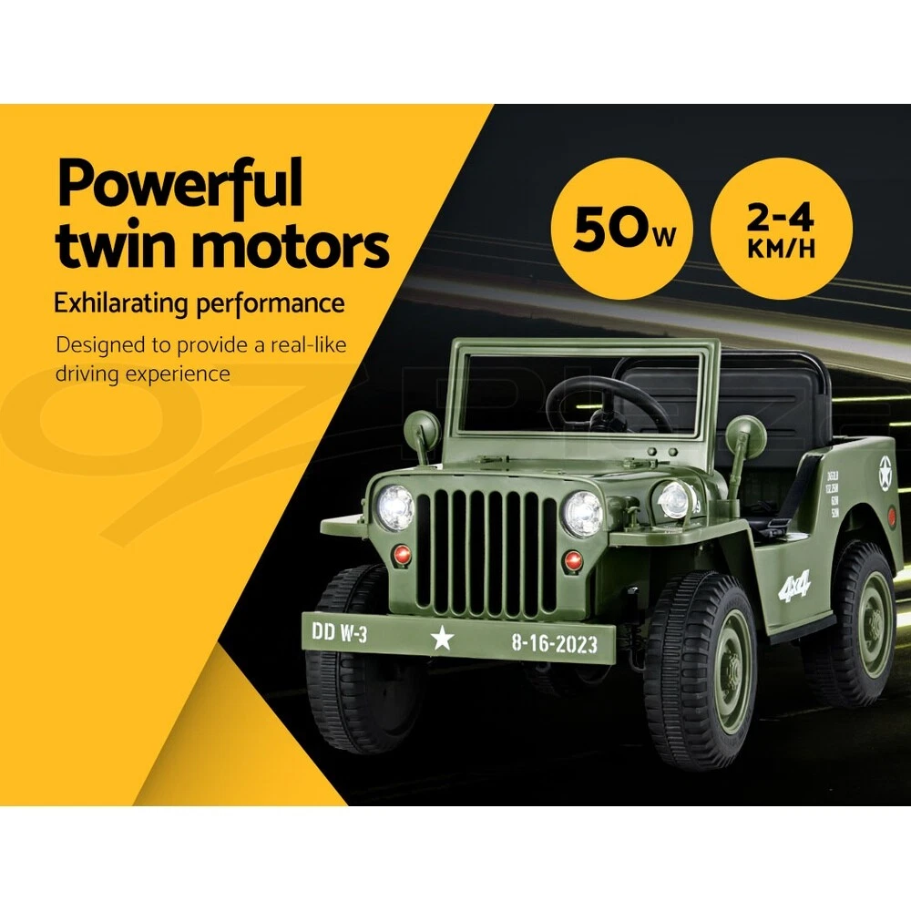 Rigo Ride On Car Jeep Kids Electric Military Toy Cars Off Road Vehicle 12V Olive - Picture 5 of 11