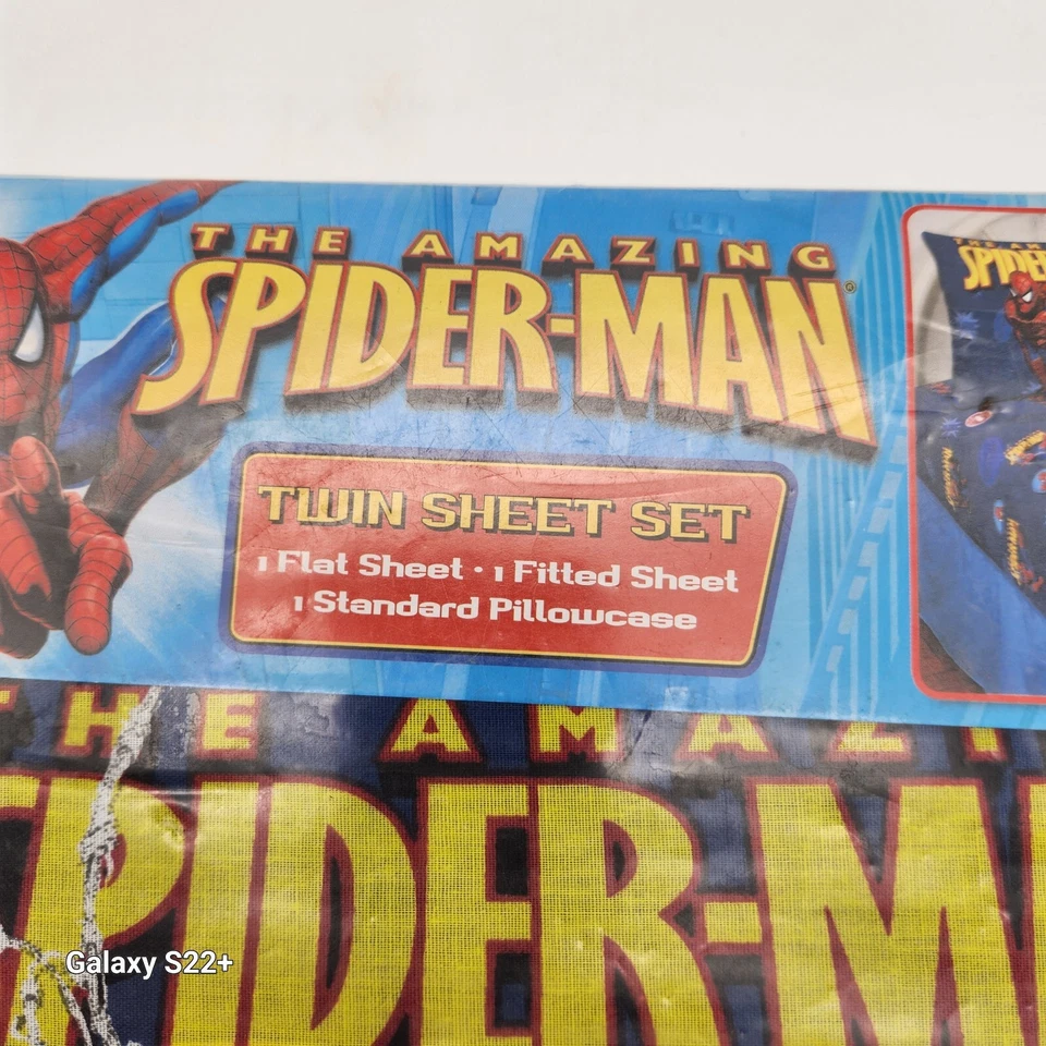 Marvel Spider-Man Twin Sheet Set 2009 Licensed SEALED NEW Super Hero Blue - Image 2 of 4