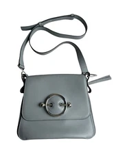 J.W. ANDERSON Ice Blue Disc Leather Suede Flap Shoulder Bag Made In Spain EUC