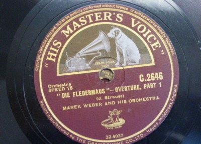 78rpm 12'' MAREK WEBER & ORCH strauss FLEDERMAUS OVERTURE parts 1&2