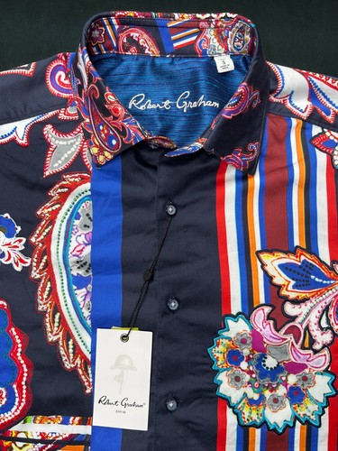 Robert Graham OTIS Embroidered Multicolor Short Sleeve $248 Small NWT S - Picture 3 of 10