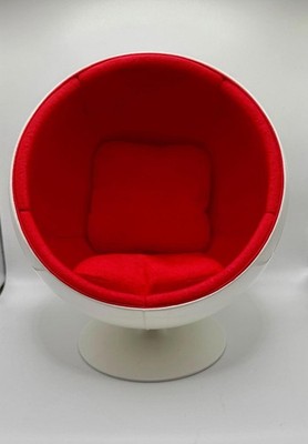 1:6 Vitra Miniature Ball Chair Red White Mid Century Modern