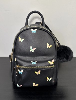 Like Dreams Mini Backpack Butterflies Print In Excellent Condition Black Color