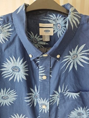 Old Navy Hemd Slim Fit Blumenmuster blau S/S Größe XXL