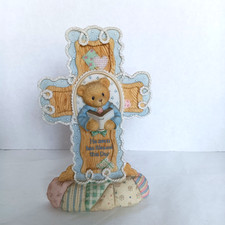 CHERISHED TEDDIES BOYS CROSS SHELF DECORATION 1997 "HEAVEN HAS BLESSED THIS DAY"
