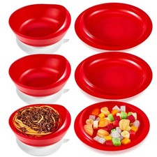 Hushee Adaptive Spill Proof Scoop Bowl and Plate Set with Suction Base Non Sk...