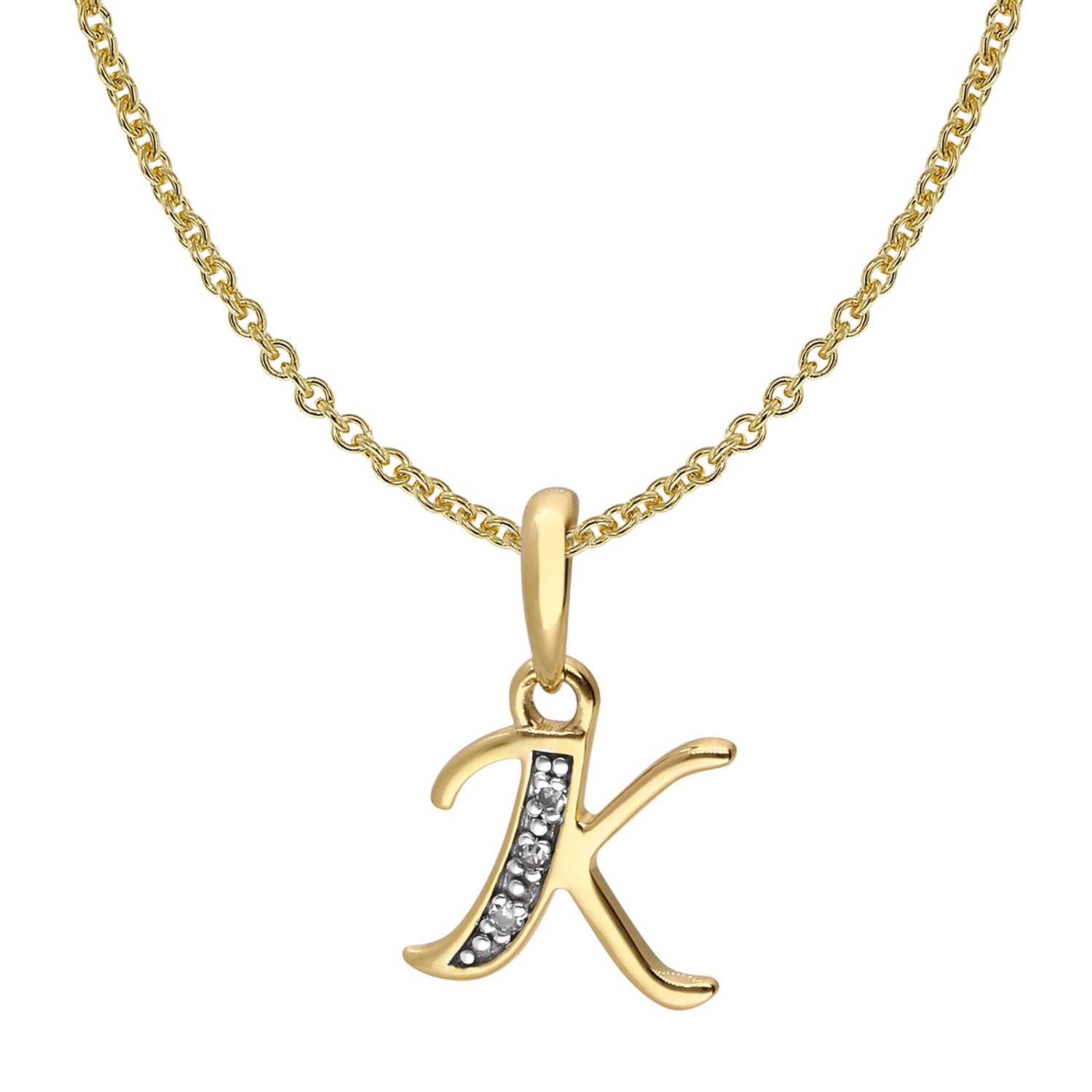 TRENDOR Schmuck Buchstaben-Anhnger K Gold 3338K mit vergoldeter Silberkette 41 13490₽