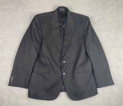 Circle S Dallas Texas Blazer Jacket Mens 44S Black Yoke Western Cowboy Rodeo