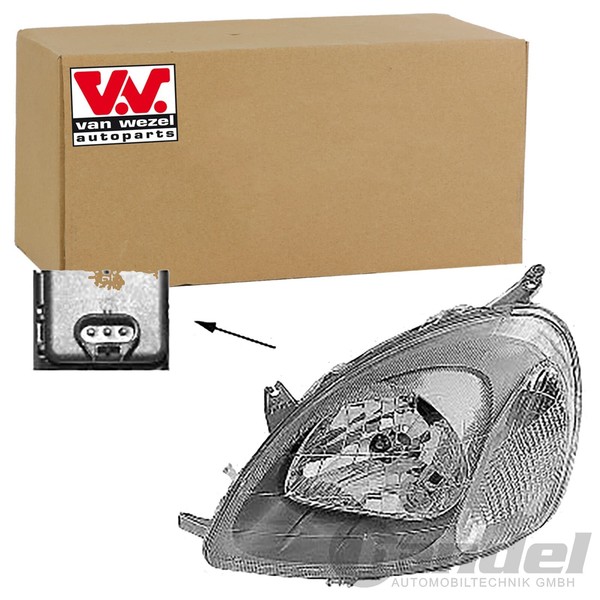 VAN Wezel H4 Scheinwerfer Rechts Passend FüR Toyota Yaris | 5430964-image