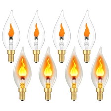Flame Light Bulbs E12 Candelabra, Realistic Flickering LED Fire Light Bulb, 8