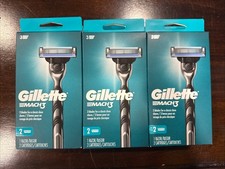 3Pk Gillette Mach3 Men’s Razor Handle & 2 Blade Refill Cartridges Silver & Black 6.66 per gallon